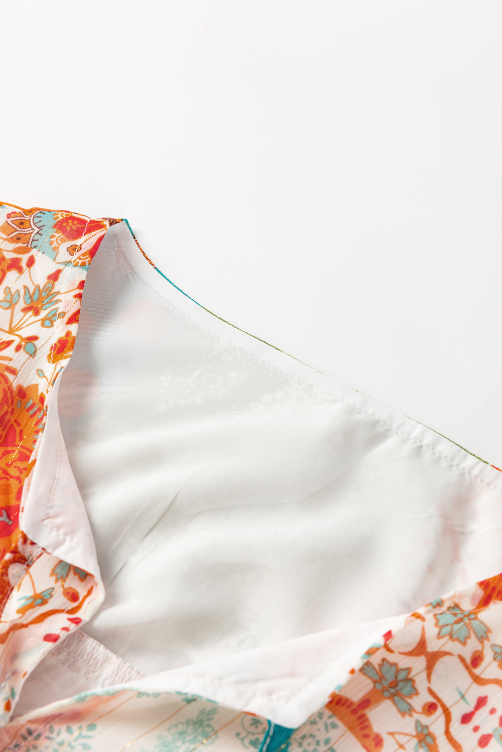 Oranges Boho Paisley Mix Print 3/4 Ärmel Chiffon Lockeres Kleid