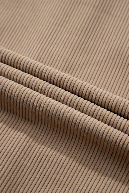 Hellkhakifarbene Cordjacke mit Kapuze, Kordelzug und Taschen