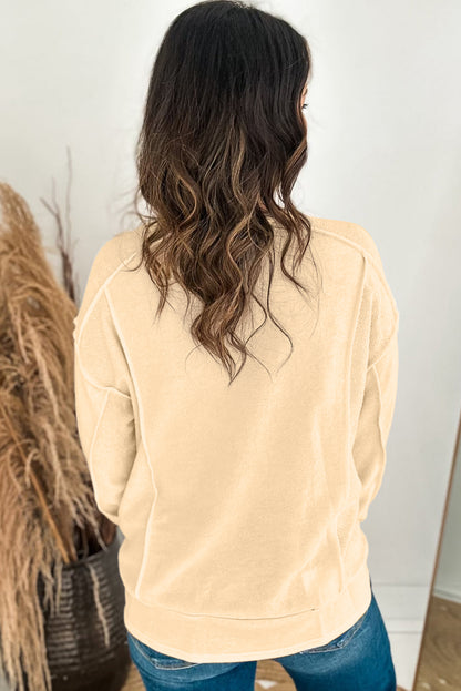 Beiges Pullover-Sweatshirt mit Rundhalsausschnitt