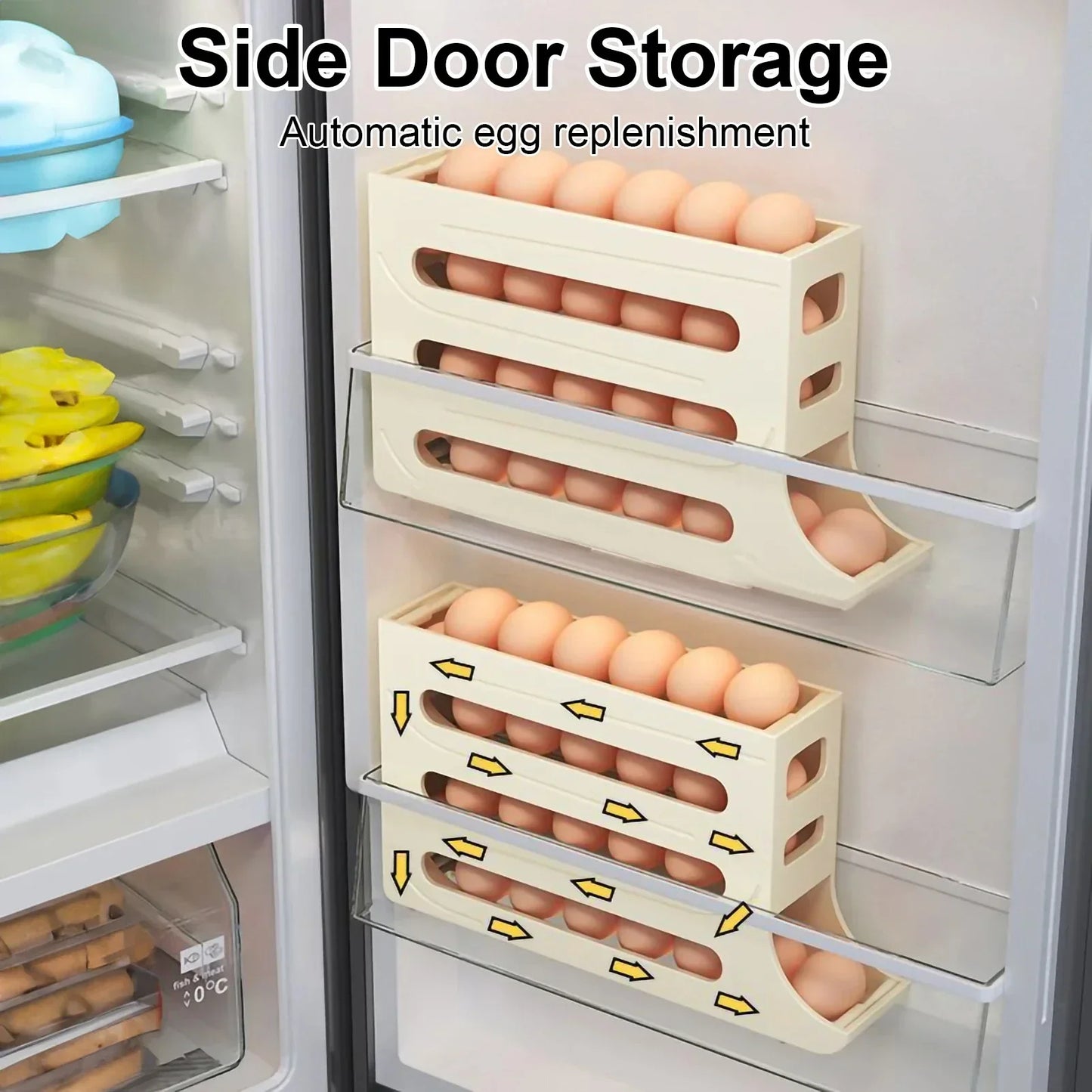 Automatic Egg Roller: Space-Saving Refrigerator Storage