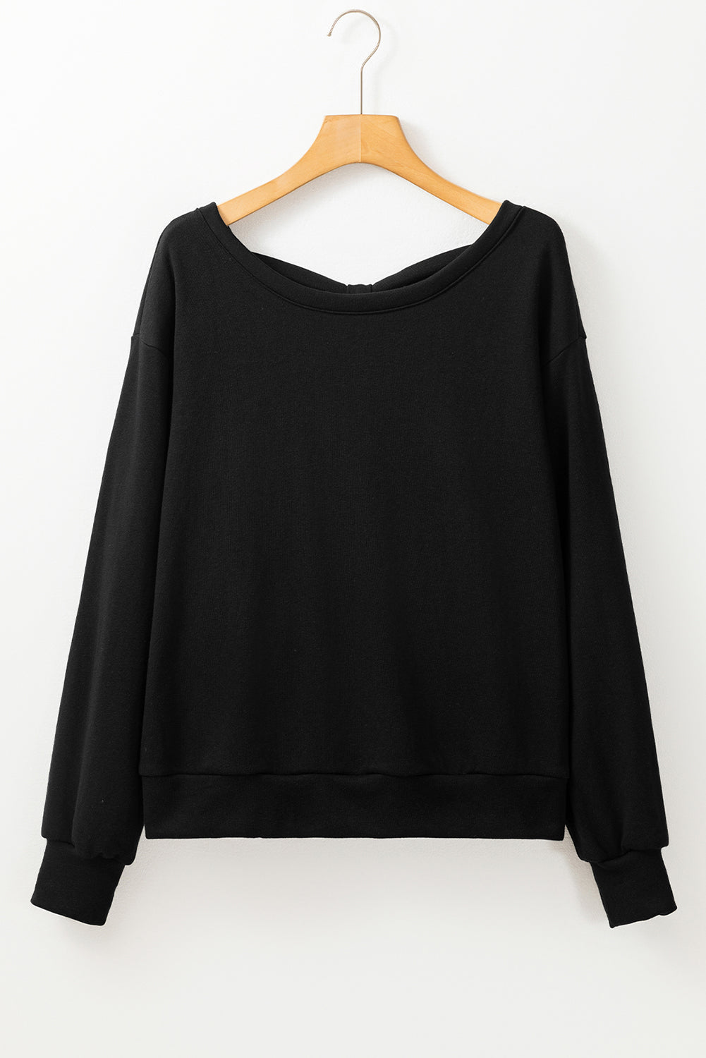 Schwarzes Sweatshirt mit Rundhalsausschnitt und Schleife