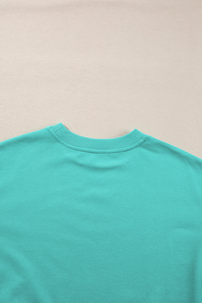 Aruba Blaues, schlichtes Sweatshirt mit Rundhalsausschnitt und überschnittener Schulter