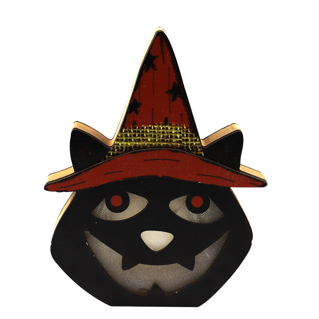 Kreative Halloween-Kürbislampe aus Holz, Halloween-Dekorationen