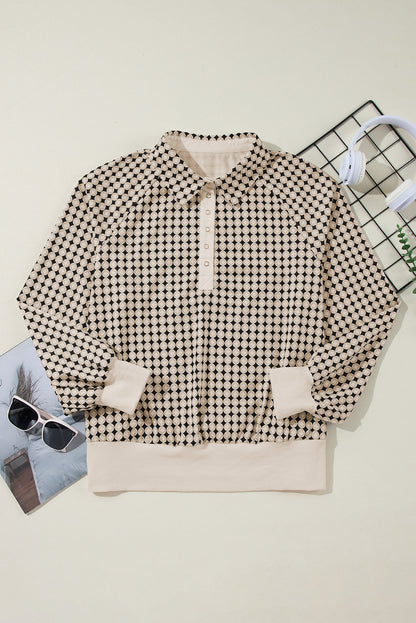 Schwarzes, zweifarbiges Pullover-Sweatshirt mit kontrastierendem Kragen in Übergröße