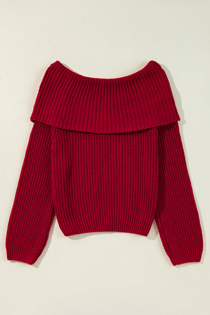 Racing Red Off-Shoulder Strickpullover