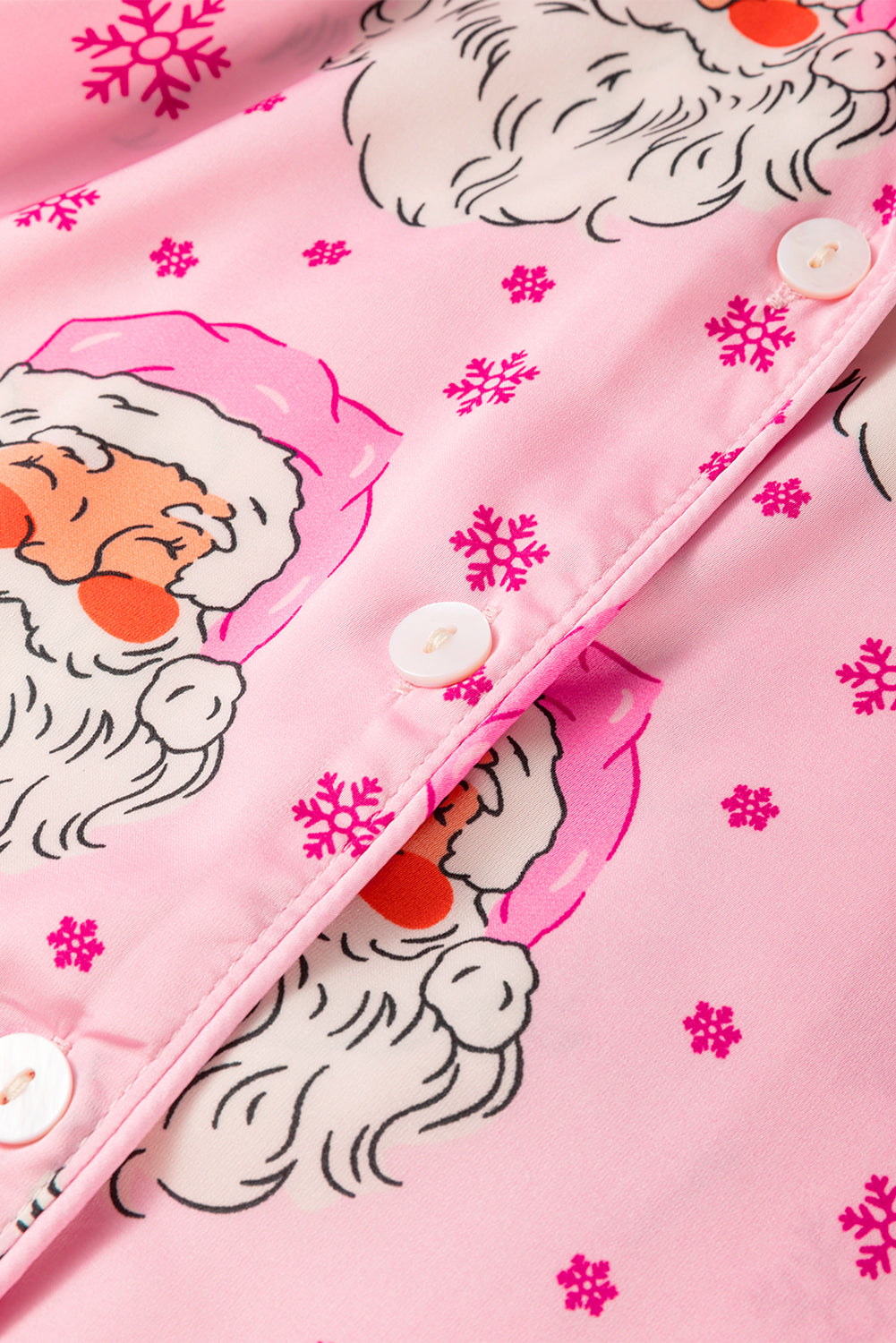 Rosa Weihnachtsmann Schneeflocke Langarmshirt Weihnachtspyjama-Set