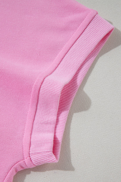 Bonbon Kurzarm-Kapuzenpullover mit halbem Reißverschluss und Kängurutasche