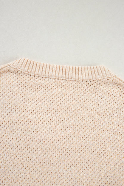 Parchment – Lockerer Pullover mit Ösen, V-Ausschnitt und überschnittenen Schultern