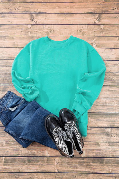 Aruba Blaues, schlichtes Sweatshirt mit Rundhalsausschnitt und überschnittener Schulter