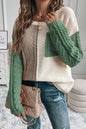 Vineyard Green Colorblock Pullover mit aufgesetzten Taschen und überschnittener Schulter
