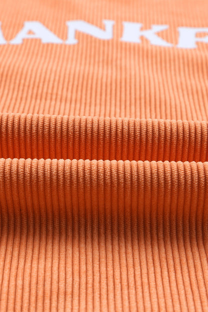 Oranges Sweatshirt mit THANKFUL-Buchstabengrafik