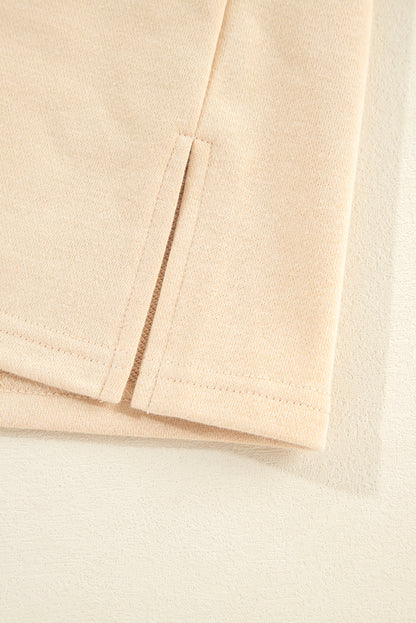 Helles French Beige gestreiftes Sweatshirt mit Colorblock-Patchwork-Kragen