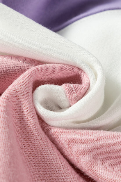 Beiges Sweatshirt mit Rundhalsausschnitt und Patchwork-Farbblockdesign mit überschnittener Schulter