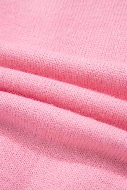 Niedliche Strickjacke mit Blumenmuster in Rosa