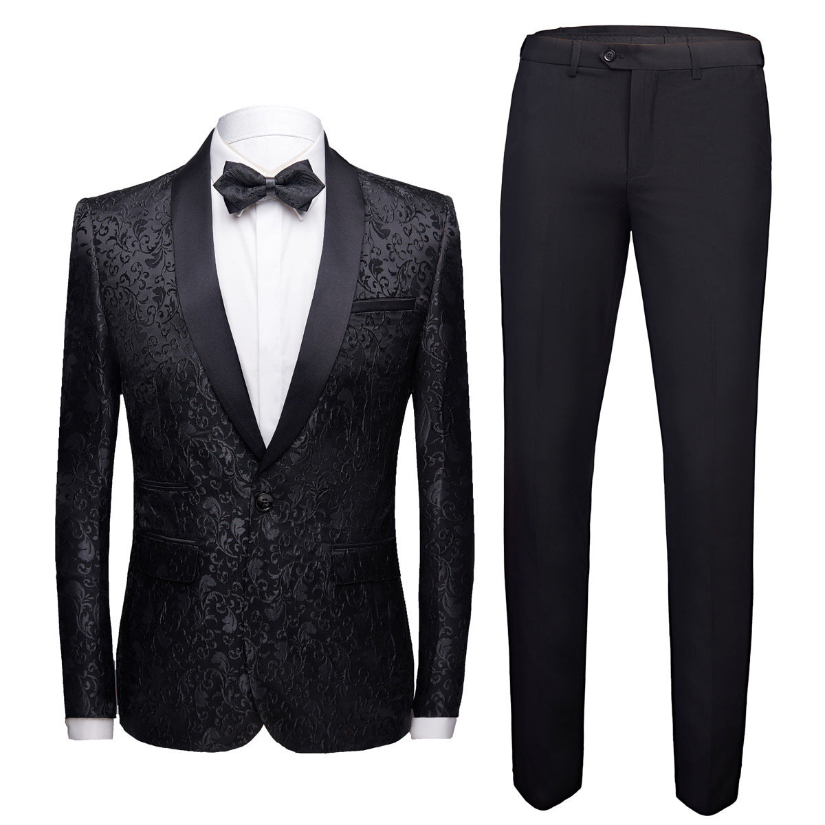 Men's Floral Suit Trousers Suit Slim-fit Banquet Stage Wear