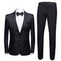Men's Floral Suit Trousers Suit Slim-fit Banquet Stage Wear