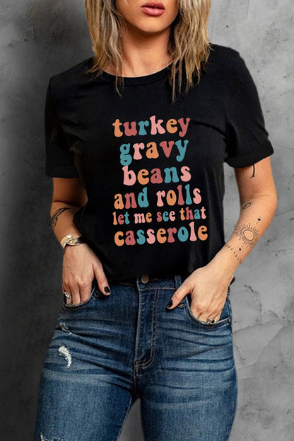 Schwarzes T-Shirt mit Food Lovers-Slogan und Grafik