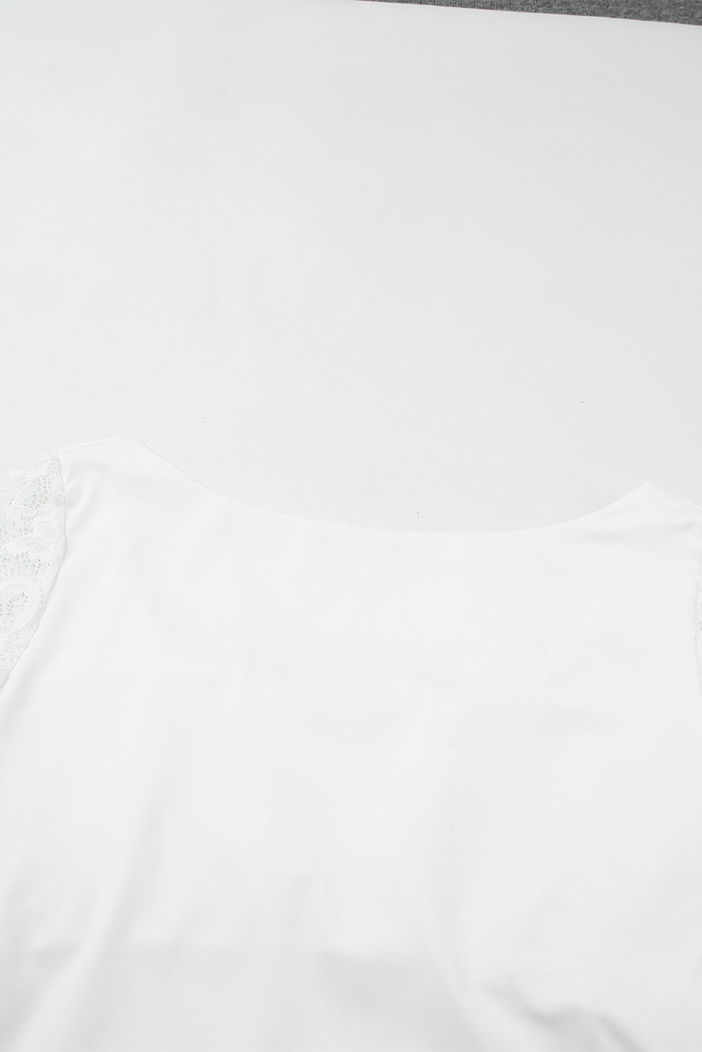 White Lace Sleeves Square Neck Bodysuit