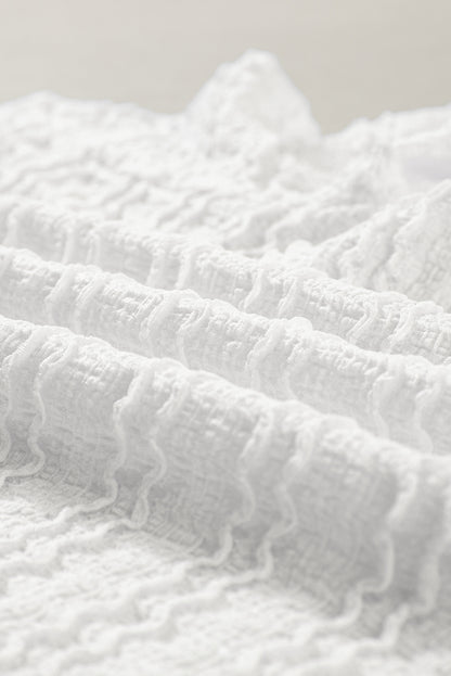 Weißes, schmal geschnittenes Jacquard-Strickoberteil
