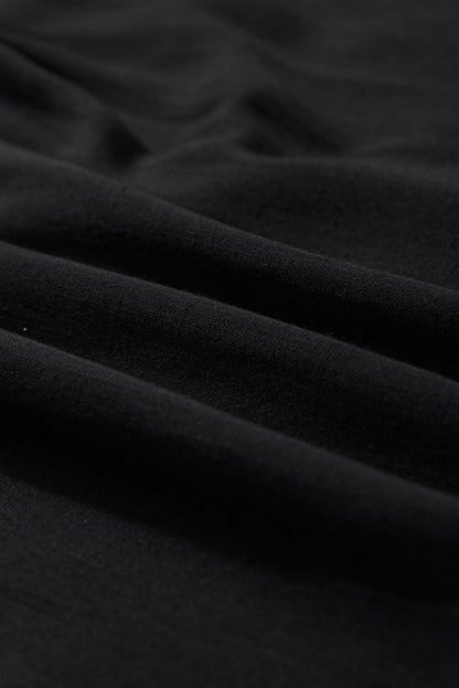 Black Button Split Neck Ruffled Trim Tank Top