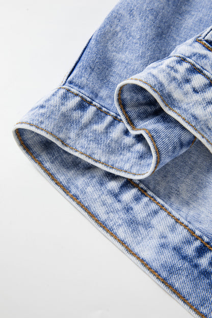 Beau Blue – Jeansjacke mit verwaschenen Pattentaschen im Vintage-Stil