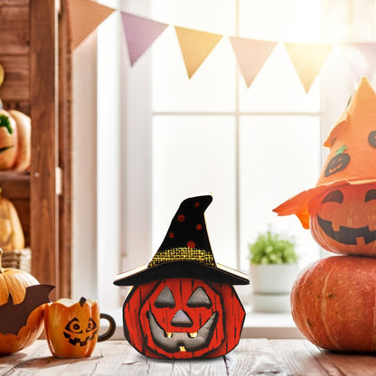 Kreative Halloween-Kürbislampe aus Holz, Halloween-Dekorationen
