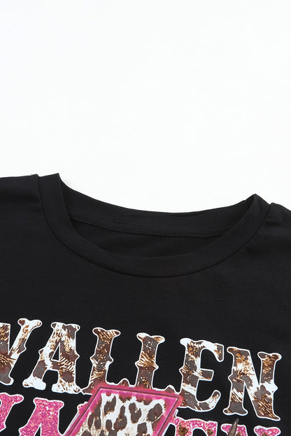Schwarzes, übergroßes WALLEN-T-Shirt mit Kuhschädel-Grafik