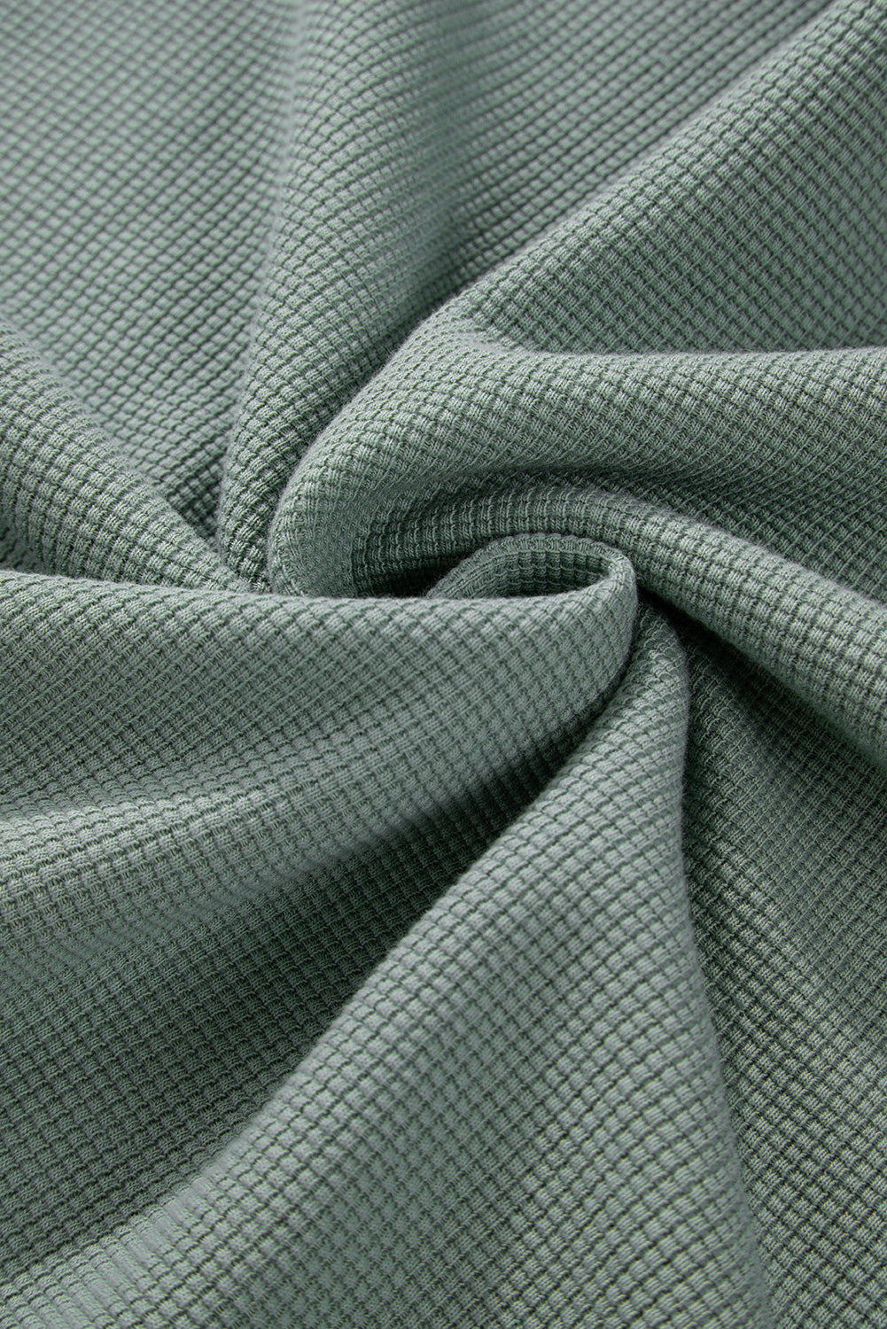 Clearly Aqua – Waffelstrick-Oberteil mit überschnittener Schulter und V-Ausschnitt