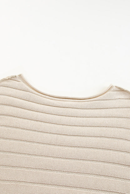 Apricot Exposed Seam Ribbed Knit Dolman Sweater