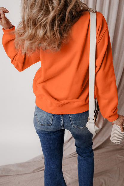 Einfarbiges Frottee-Sweatshirt mit überschnittener Schulter und Fleecefutter in Rotorange