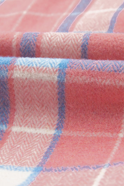 Rosa karierte Hemdjacke mit Pattentasche und Knopfleiste