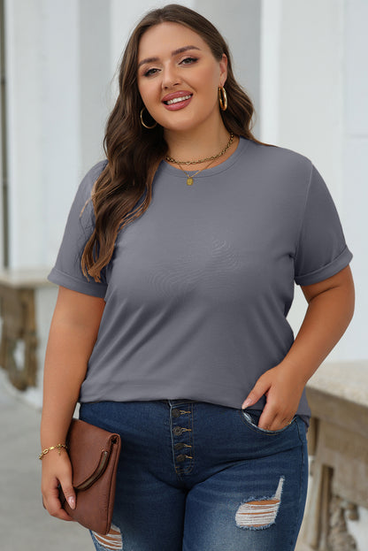 Graues, lässiges T-Shirt mit Rundhalsausschnitt