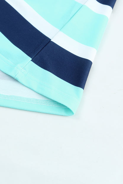 Langärmliger Hoodie mit mehrfarbigen Streifen und Kordelzug