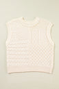 Beige Cable Knit Dolman Armholes Sweater Tank