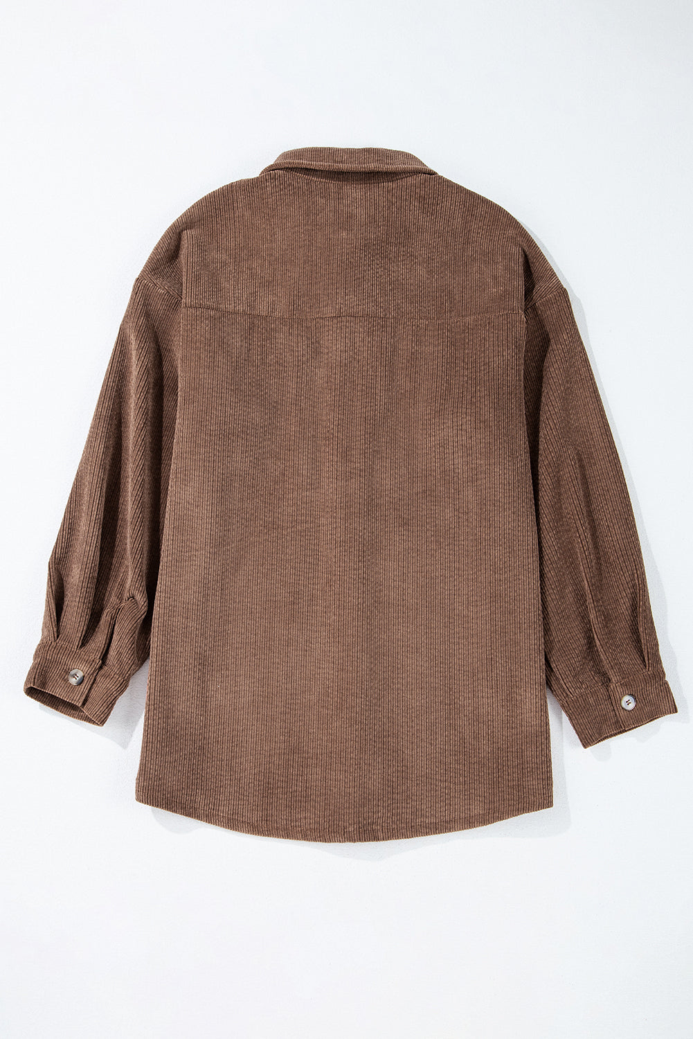 Kastanienbraune Cord-Shacket mit Pattentasche und Knopfleiste