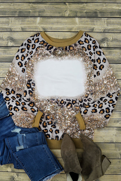 Gebleichtes Langarm-Top mit Leopardenmuster