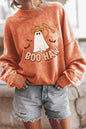 Oranges Sweatshirt mit überschnittenen Ärmeln und BOO HAW Ghost Halloween-Print