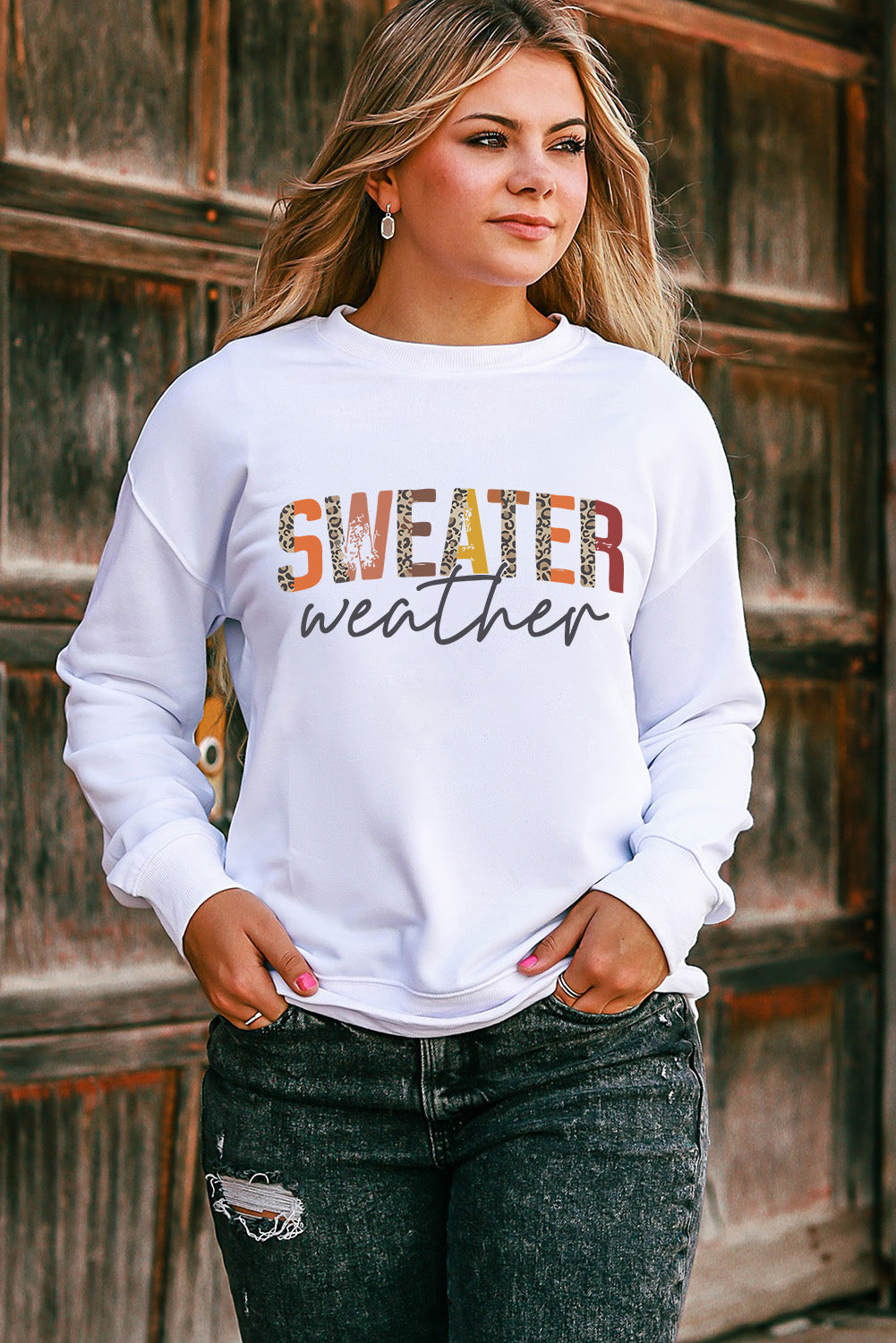 Weißes Sweatshirt mit Monogramm „Weather“