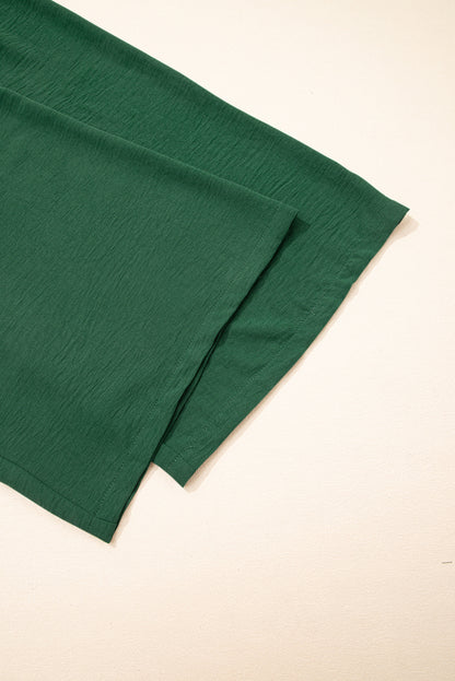 Green Smocked Sleeveless Wide Leg Jumpsuit with Pockets