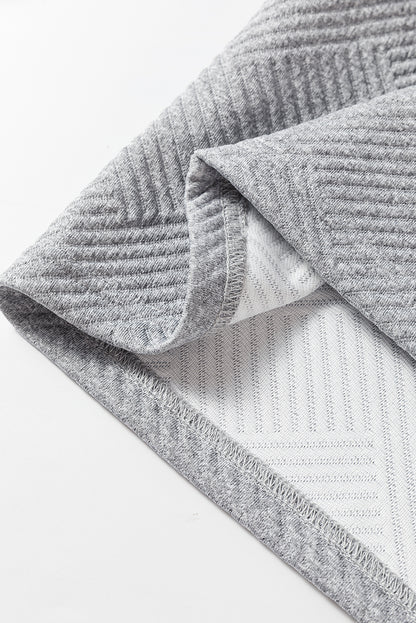 Graues, einfarbiges, strukturiertes Etuikleid mit langen Ärmeln