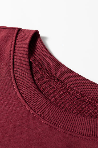 Red Dahlia Varsity Striped Detail Drop Shoulder Oversized Sweatshirt