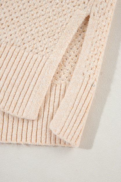 Parchment – Lockerer Pullover mit Ösen, V-Ausschnitt und überschnittenen Schultern