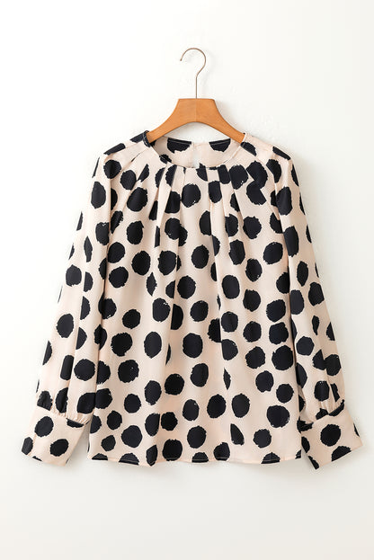 Schwarze Bluse mit geknöpften Ärmeln und Falten
