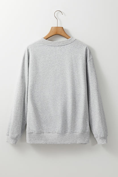 Hellgraues, schlichtes Sweatshirt mit Rundhalsausschnitt und überschnittener Schulter