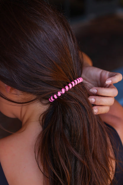 Haarband aus Telefondraht mit rosa Kristallen (einzeln)