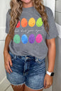 Graues T-Shirt mit Rundhalsausschnitt und Ostereier-Print