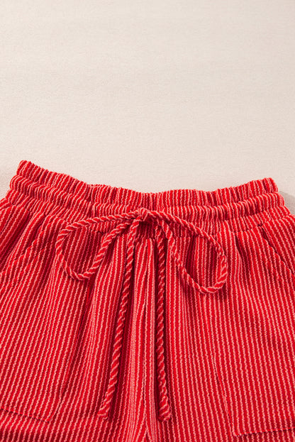 Racing Red Corded MERRY Graphic Langarm-Top und Shorts Set