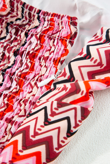 Rotes Neckholder-Maxikleid mit Tribal-Boho-Print