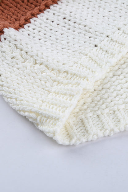 Gestrickter Pullover mit V-Ausschnitt und Laternenärmeln