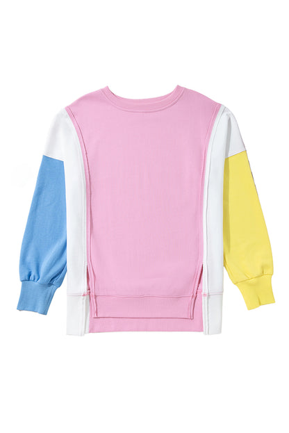 Bonbon – Sweatshirt mit Rundhalsausschnitt und sichtbaren Seitenschlitzen in Farbblock-Optik